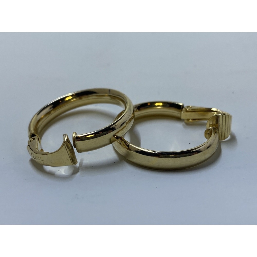 Vintage LH Segal California Small Hoop Gold Tone Clip‎ Earrings 7/8"